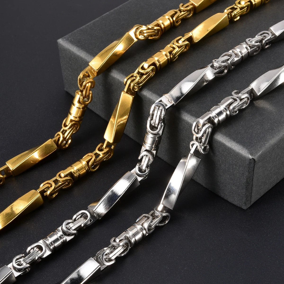 Hiphop Punk Curb Cuban Link Chain Man Gold/Silver Color Stainless Steel Necklace Classic Trendy Daily Wear Party Jewelry