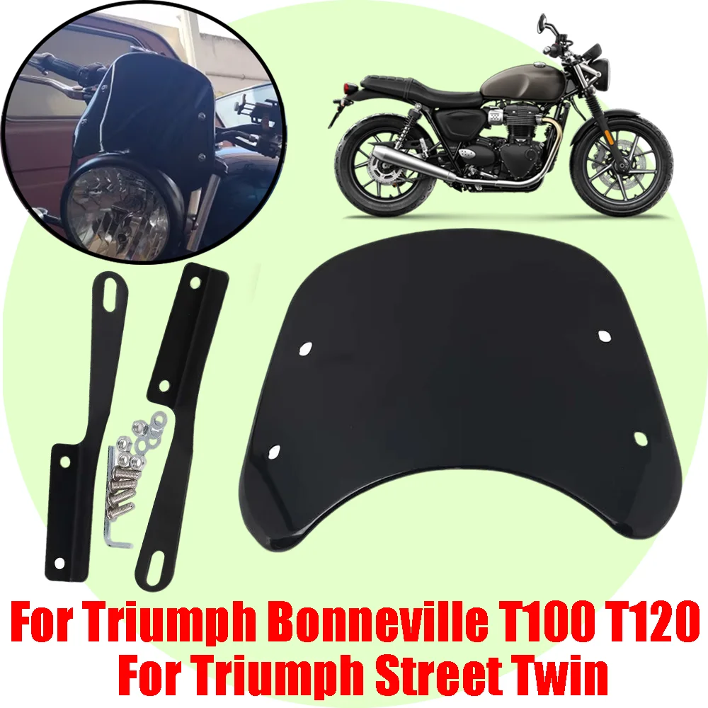 For Triumph Bonneville T100 T120 Street Twin Motorcycle Accessories Retro Windscreen Windshield Wind Screen Deflector Guard