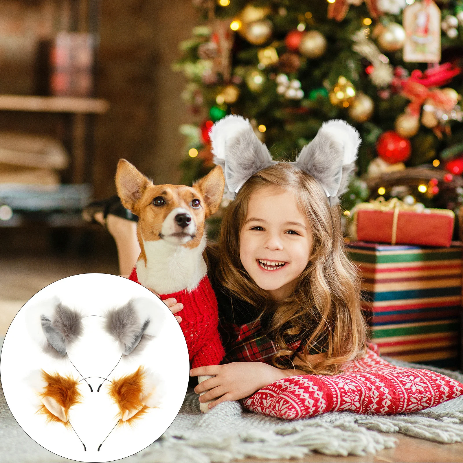 

2Pcs Adorable Animal Ear Shape Hair Hoops Bendable Design Soft Healthy Fabric Perfect Hair Supplies for Gifts and Party