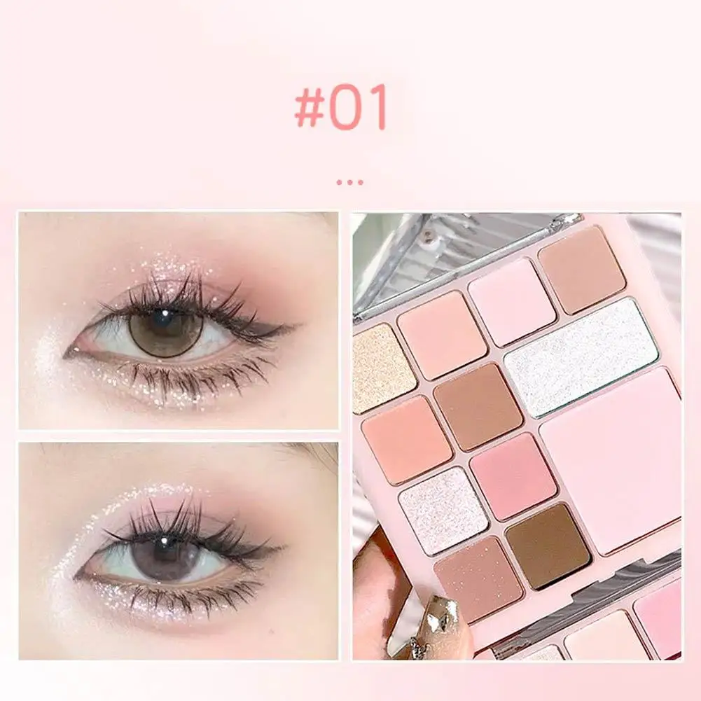 لوحة أحمر خدود وظلال عيون مكونة من 12 لونًا، نمط تشبع الورد، لون كوري منخفض لؤلؤي لعيد الحليب L6N4