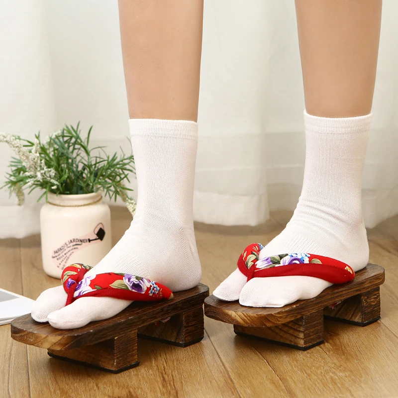 Japanese Clogs Socks Cotton Men's Woman Socks Sandal Split Two Toe Sock Ninja Socks KAWAI Kimono Tabi Socks Foot Bag Toe Sock