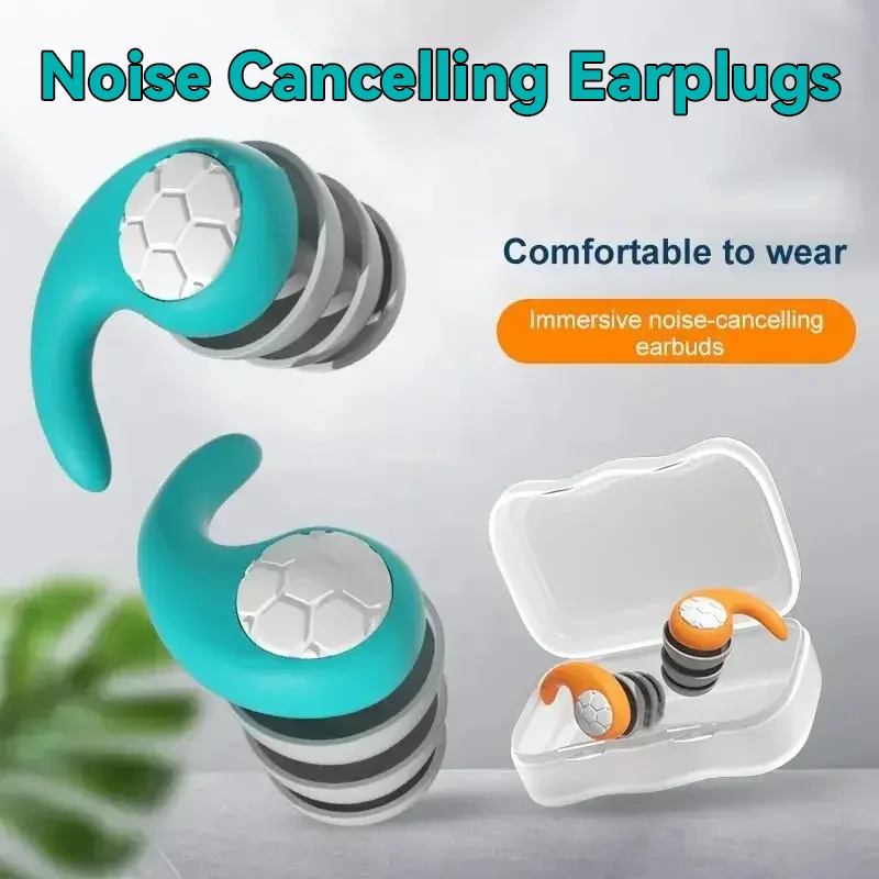 

Silicone Noise Cancelling Earplugs Noise Filter Improve Sleep Earbuds Portable 3 Layer Mute Waterproof Earplug For Adult Child