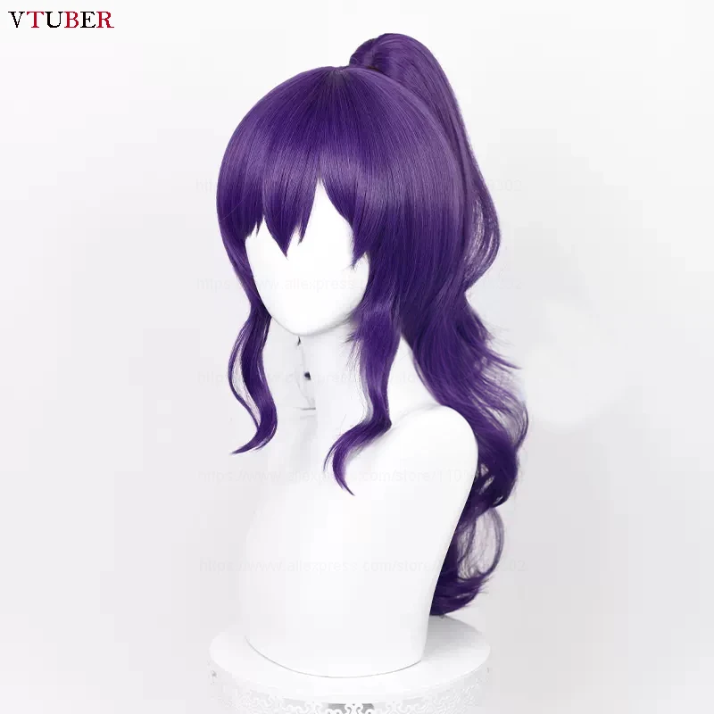 Asahina Mafuyu Cosplla Wig Anime Long Dark Purple Ponytail Wavy Asahina Mafuyu Wig Heat Resistant Hair Wigs + Wig Cap