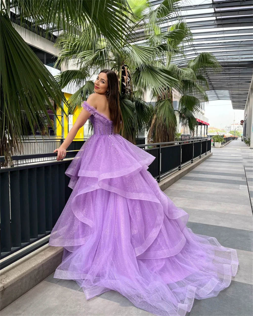 Annie Purple Prom Dress Glitter Tulle Princess Evening Dresses Wedding Dress Formal Occasions Dresses Vestidos De Noche2024