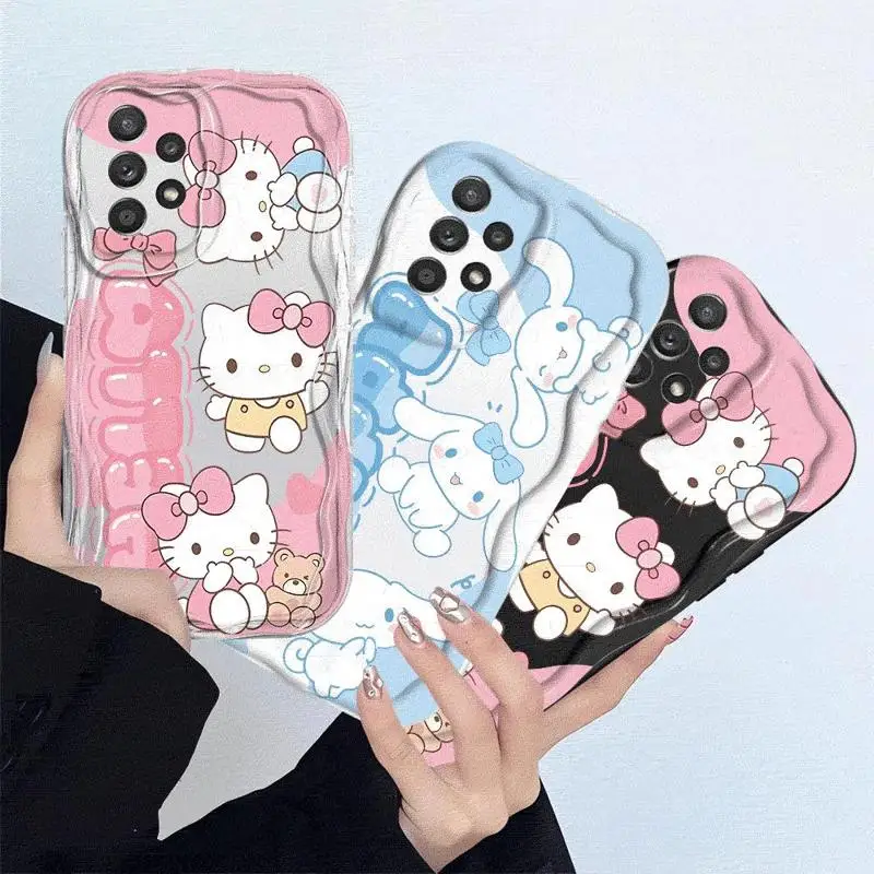 Sanrio Cinnamoroll Hello Kitty Phone Case for Samsung Galaxy A21s A50 A51 A71 A30 A31 A11 A10 A20 A02s A03 A04s A05s Wavy Soft