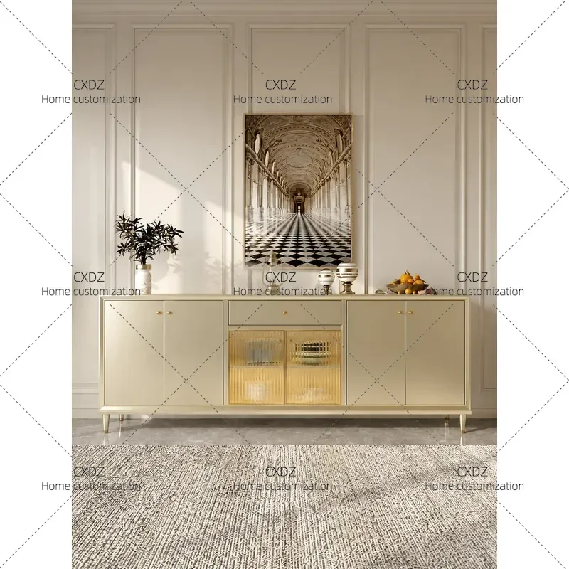 Solid Wood Dining Side Cabinet Integrated Living Room Wine Storage Unit Household Kitchen Wall Mounted Luxury Locker