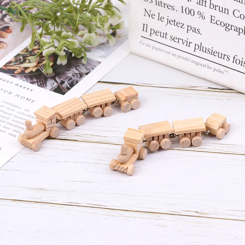 1Pc 1:12 Dollhouse Miniature Cute Wooden Train Locomotive Compartment Carriages Unpainted Model Play Decor Toys