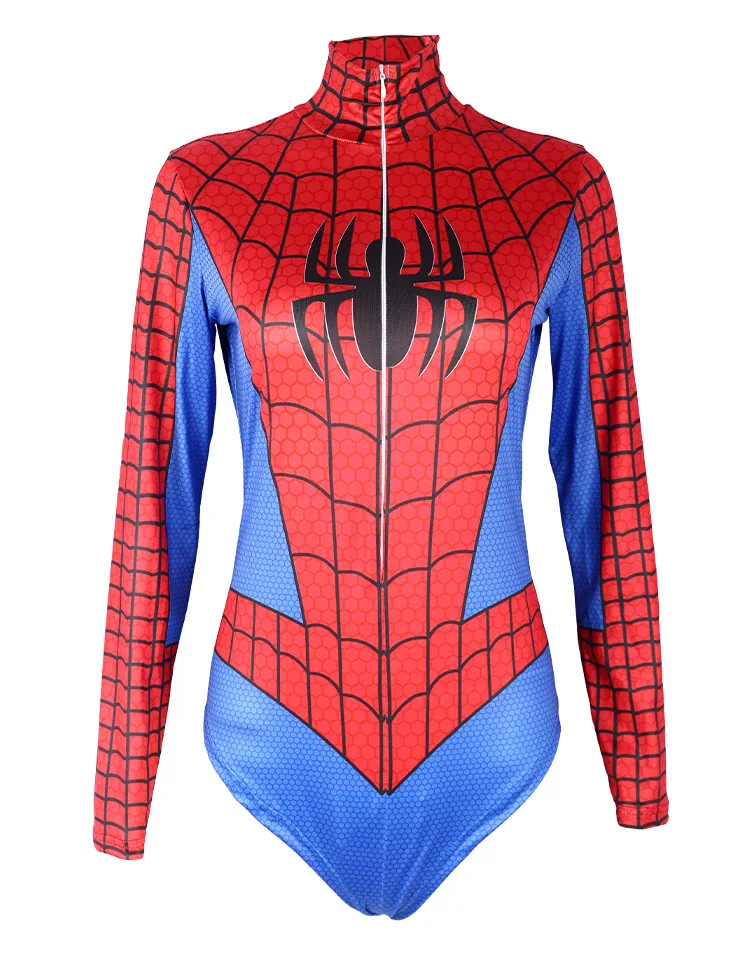 Superhero Bodysuit for Women Men Spiderman Iron Man Cosplay 3D Print Long Sleeve Swimsuit Adult Carnival Costume