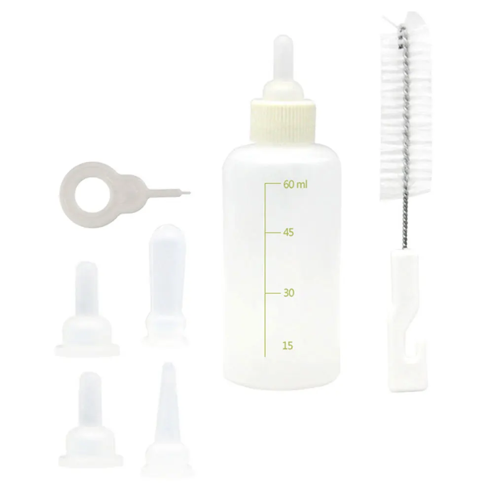 

1Set Portable Small Animal Milk Bottle Set Safe Silicone Nursing Bottles for Puppies Kittens Rabbits Feeding Accessories