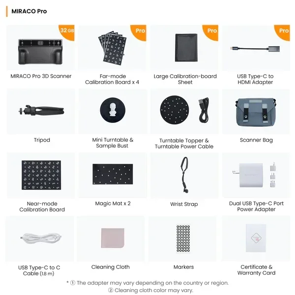 Revopoint MIRACO Escáner 3D independiente para objetos pequeños a grandes Escáner Captura de color 8K IMU de 9 ejes