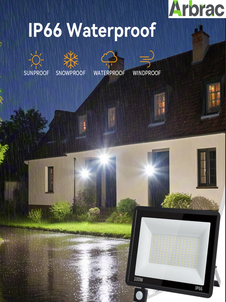 Kaltweißer LED-Flutlichtstrahler 50W/100W Wasserdichter Flutlichtstrahler Außenbeleuchtung Gartenplatzbeleuchtung Garagenbeleuchtung Straßenbeleuchtung – Detail 7