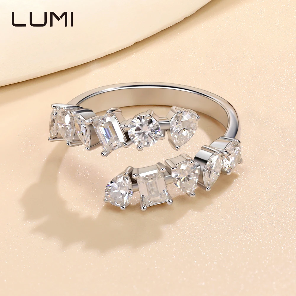 

LUMI уникальное серебряное кольцо с муассанитом S925 нескольких форм для вечеринки, юбилея, подарка на день рождения, обручальные украшения, новинка 2023 г.