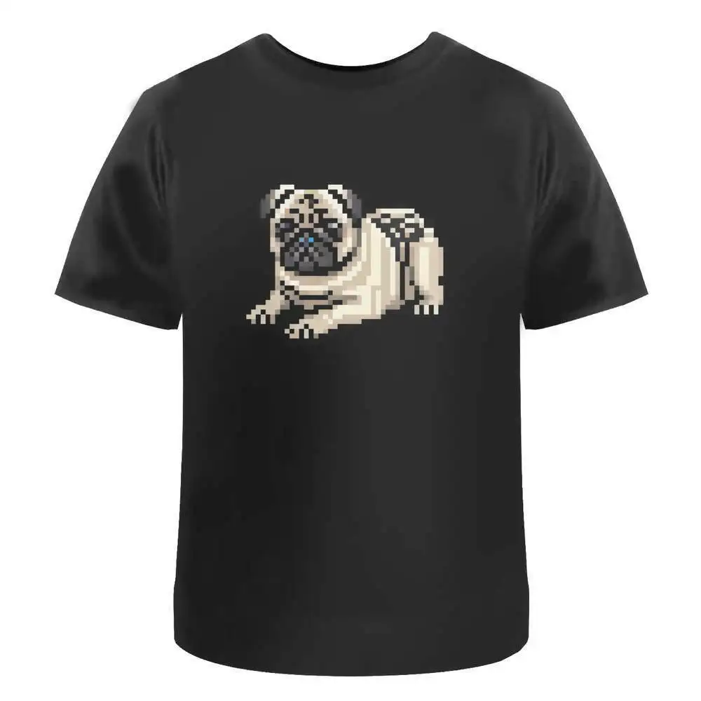 Pug Pixel Art' Cotton T-Shirts   Anime Graphic T-shirts for Men Clothing Women