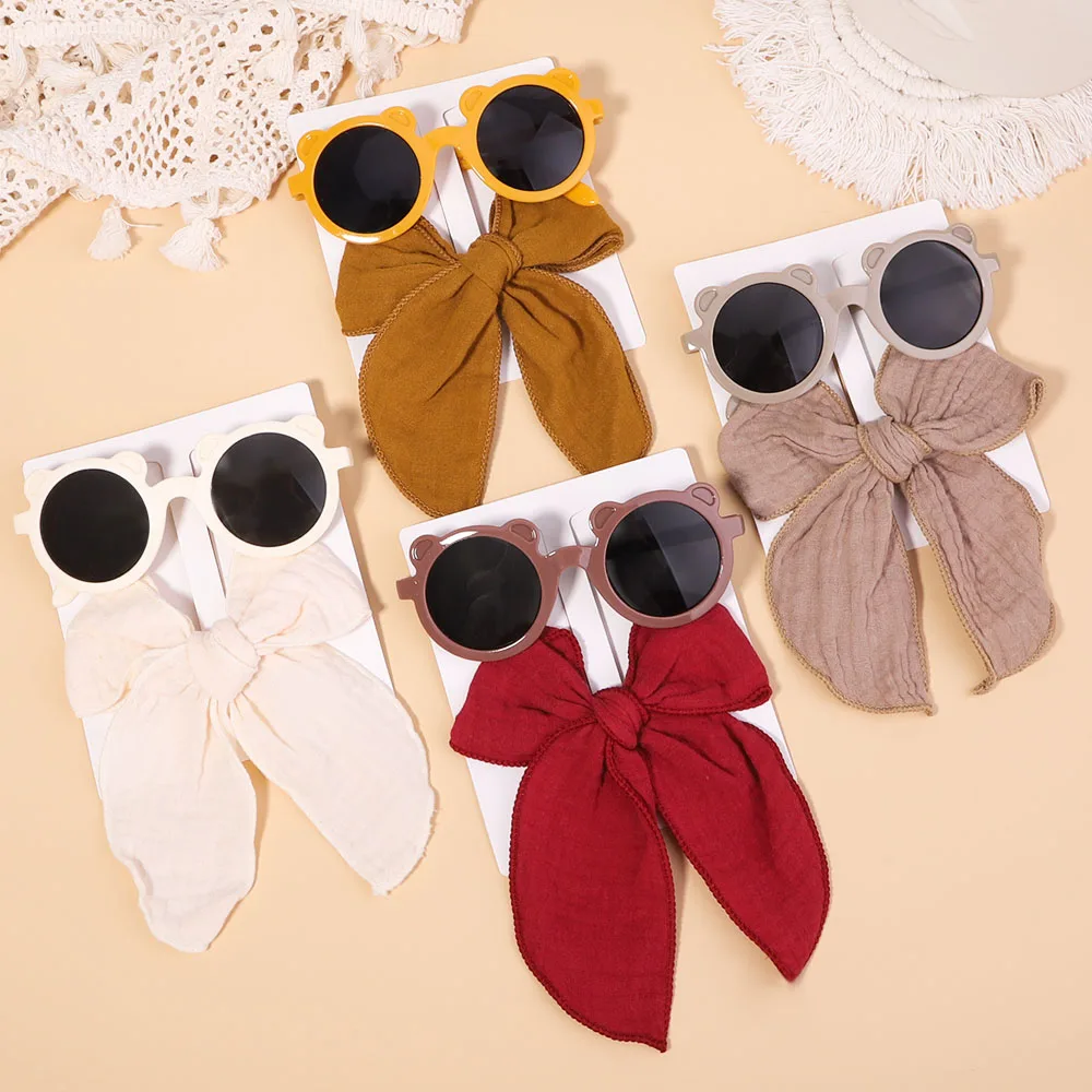 Bow Hair Clip Set Baby Girls Small Funny Cute Kids Sunglasses Women VintageSun Glasses Hair Accessories Protection Eyewear