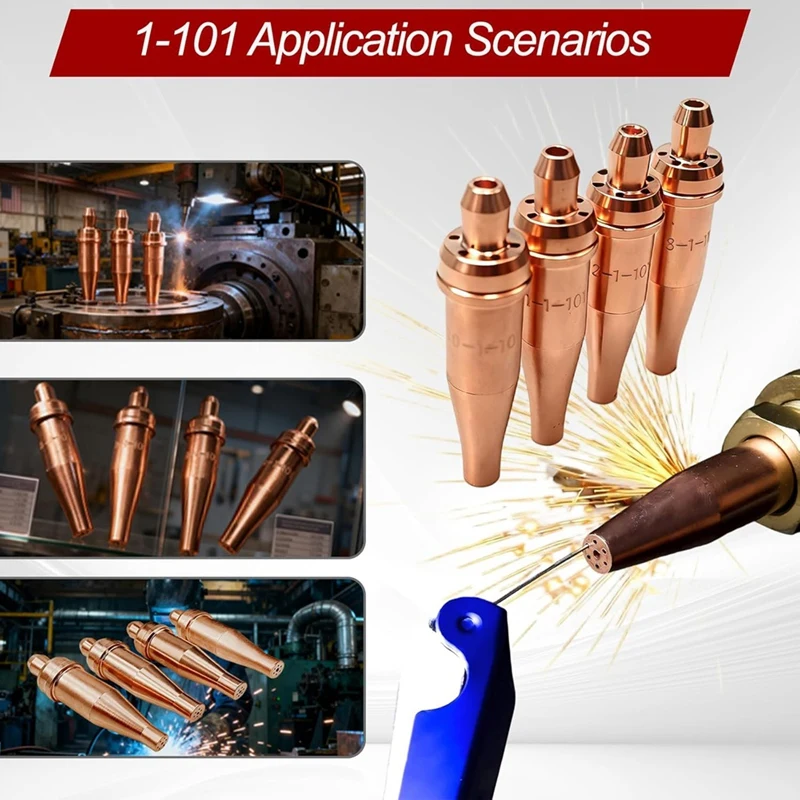 DTA5 For Victor Acetylene Cutting Torch Tips 1-101 Series 0-1-101 1-1-101 2-1-101 3-1-101 Torch Tip Cleaner Included 4Pcs