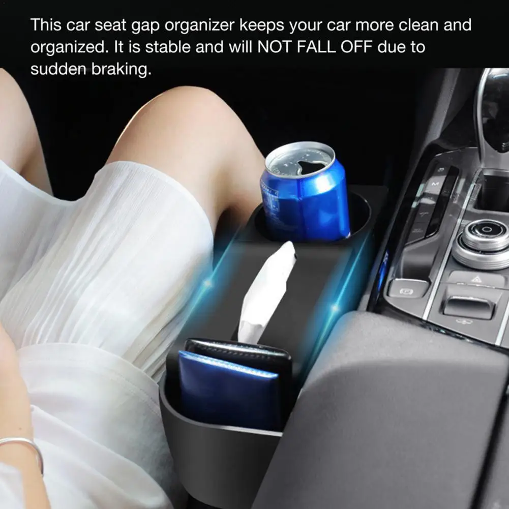 Car Storage Box Anti-crack Car Seat Gap Storage Box Sturdy Armrest Organizer  Convenient Multi-function Car Tissue Box