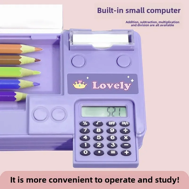 Calculator Creative Multi-functional Stationery Box Activity Gifts Large-capacity Storage Learning Pencil Case School Students