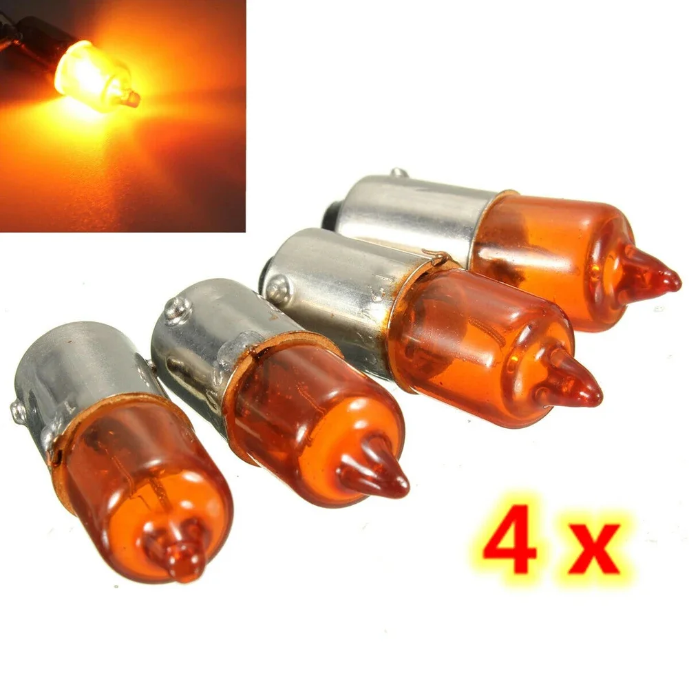 4PCS Motorcycle Mini Indicator Bulbs Halogen BA9S Base Amber 12v 21w Replacement Parts Super Bright Turn Signal Bulbs