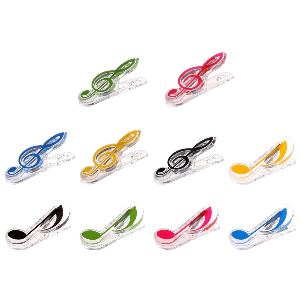 

10 Pcs Music Note Clips Sheet Music Books High Quality Plastic Book Clamps Piano Score Holders Red Yellow Blue Black Green
