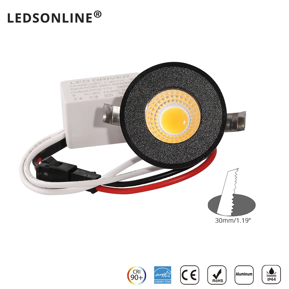 

Мини-светодиодный точечный светильник с вырезом 30 мм, 3 Вт, Whish Shell, холодный, теплый, натуральный белый CRI Ra90 со светодиодным драйвером 110 В 220 В