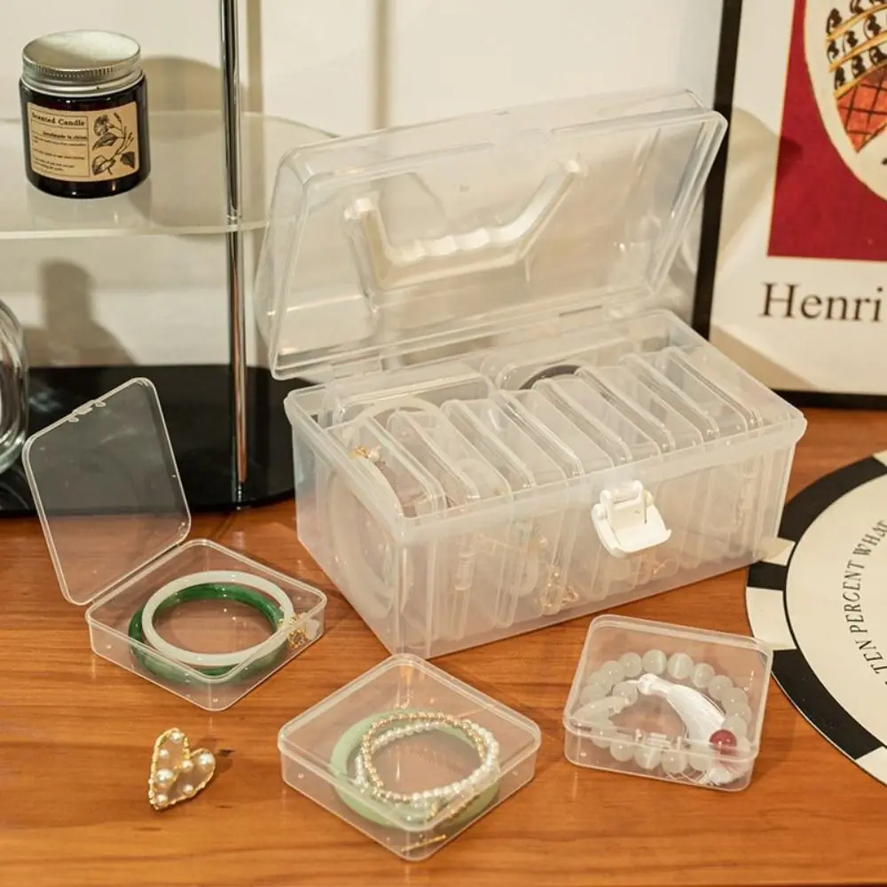 1Pcs Durable Transparent Jewelry Storage Box Desktop Storage Flip Cover Bracelet Box Home Supplies Mini Plastic Case