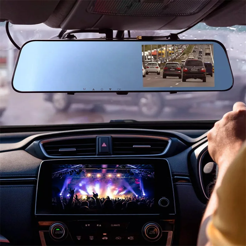 Mirror Dashcam Full HD Cycle Recording Car DVR Dash Camera 4.3 Inch Car Electronics Rear View Dual Lens 1080P&480P