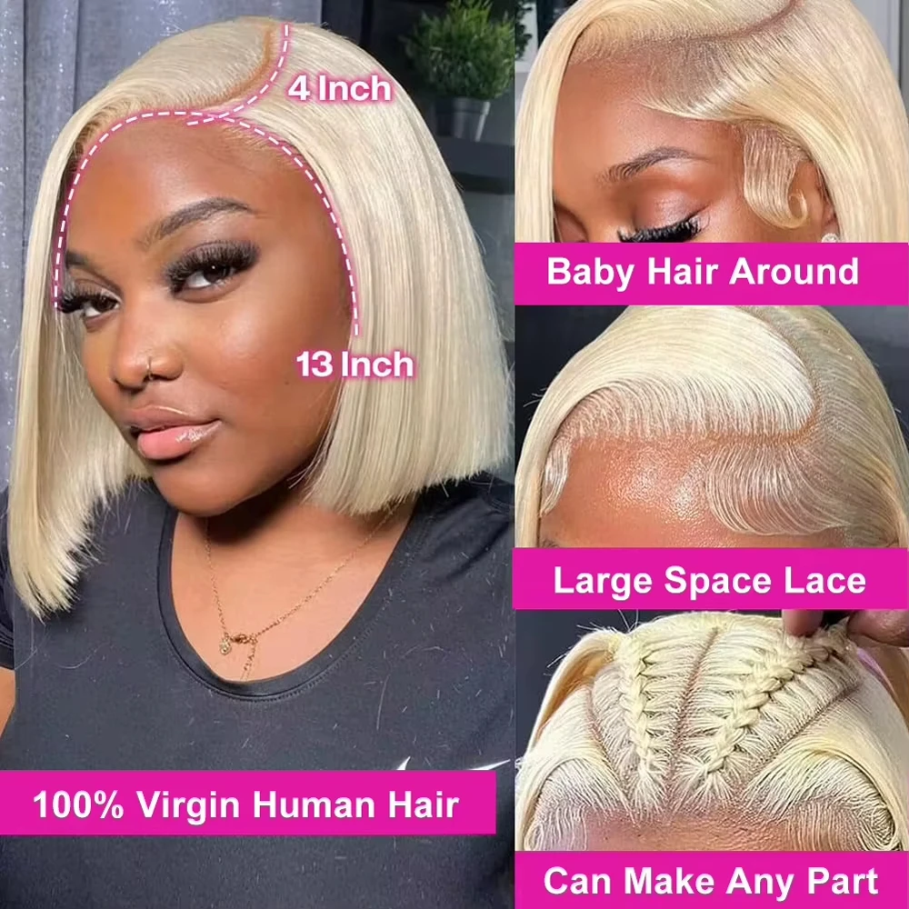 613 Blonde Glatte Kurze Bob-Pe – Pre Parted 13X4 Lace Front Bob Wig Bewertung und Preis