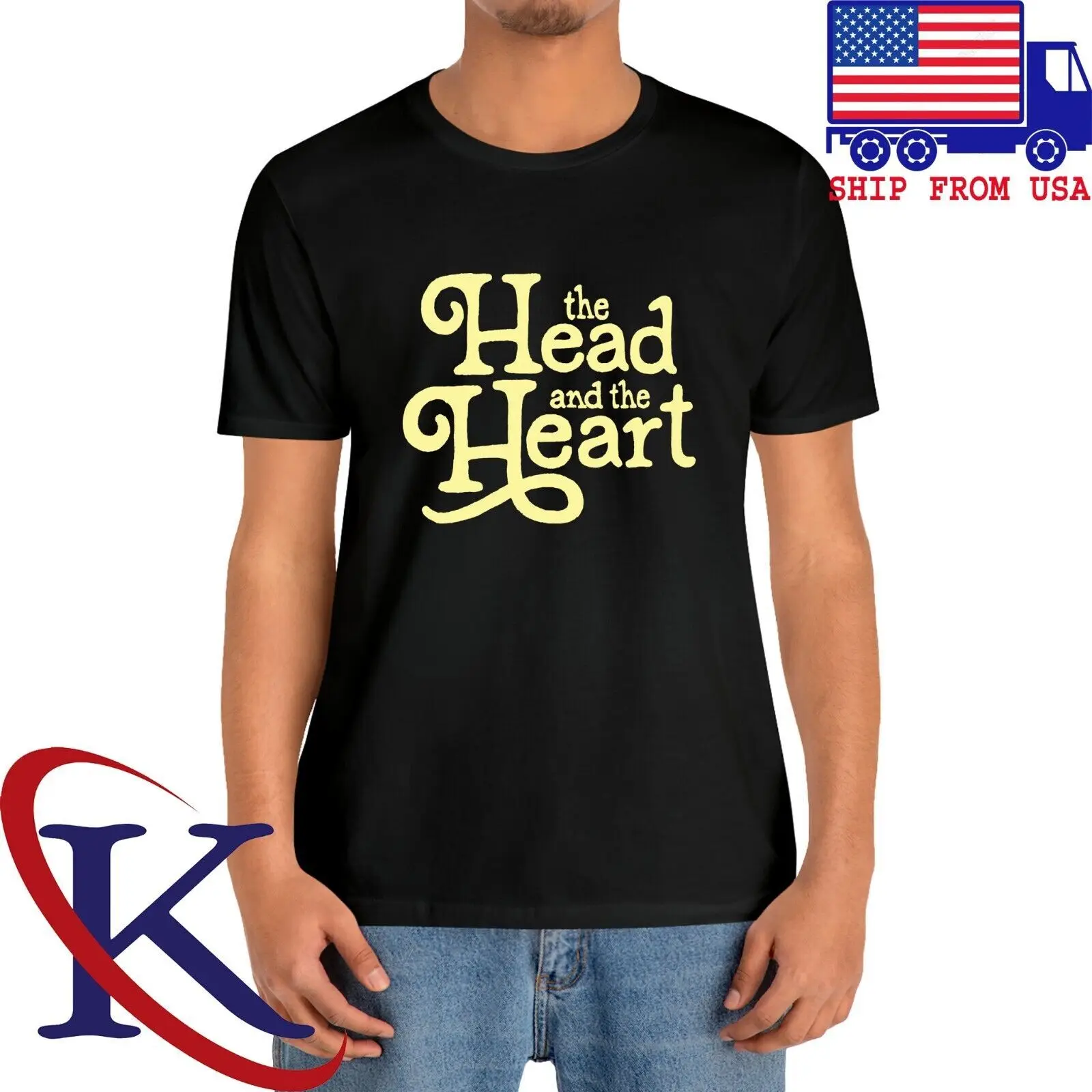 The Head And The Heart Men's Black T-Shirt Size S-5XL