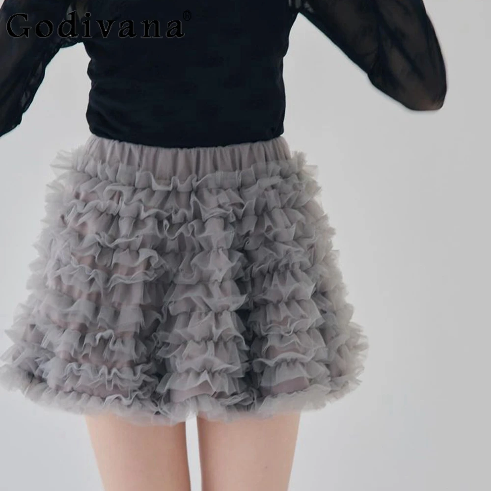 

Japanese Celebrity Style Layered Pleated Gauze Two Wear Mini Skirt Ladies Sweet Fashion Elegant Short Skirt Women Y2k Tube Top