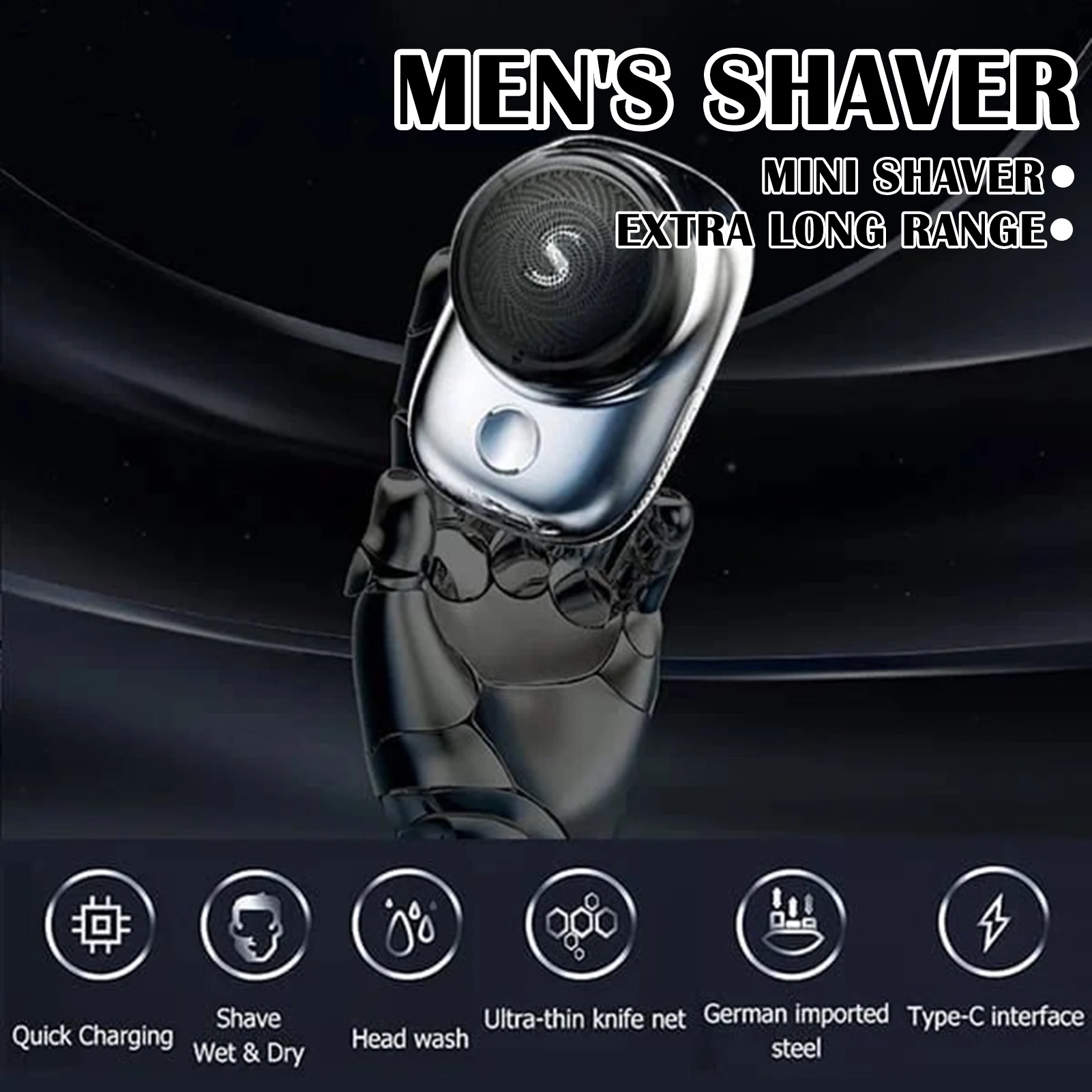 Mini Shave Portable Electric Shaver USB Charging Shavers Men Waterproof Face Head Beard Trimmer for Home Travel Silver