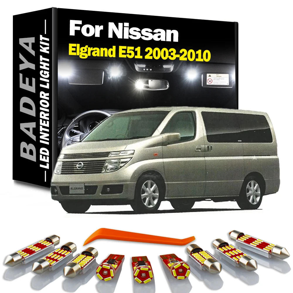 

BADEYA 15 шт. автомобильная карта купольная дверная пластина лампы для Nissan Elgrand E51 2003 2004 2005 2006 2007 2008 2009 внутренняя фотография искусственный комплект