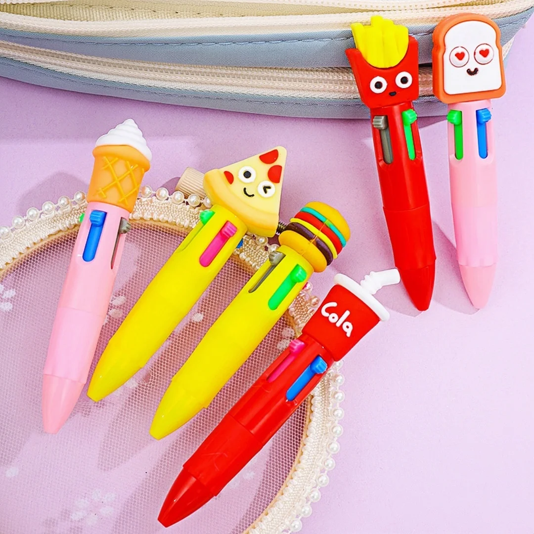 5-30Pcs Cute Pet Cartoon Four-Color Ballpoint Pen Mini Prize Pen Animal Pattern Assorted Colors for Students And Office Use