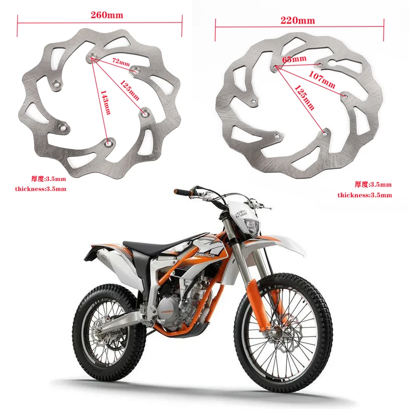 Moto 220MM 260MM acciaio anteriore posteriore disco freno rotore per KTM EXC SX SXF XC XCF XCW XCFW