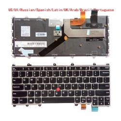 New US UI Russian Spanish Latin UK Arab Brazil Portuguese Laptop Backlit Keyboard For Lenovo Thinkpad X380 Yoga 260 370