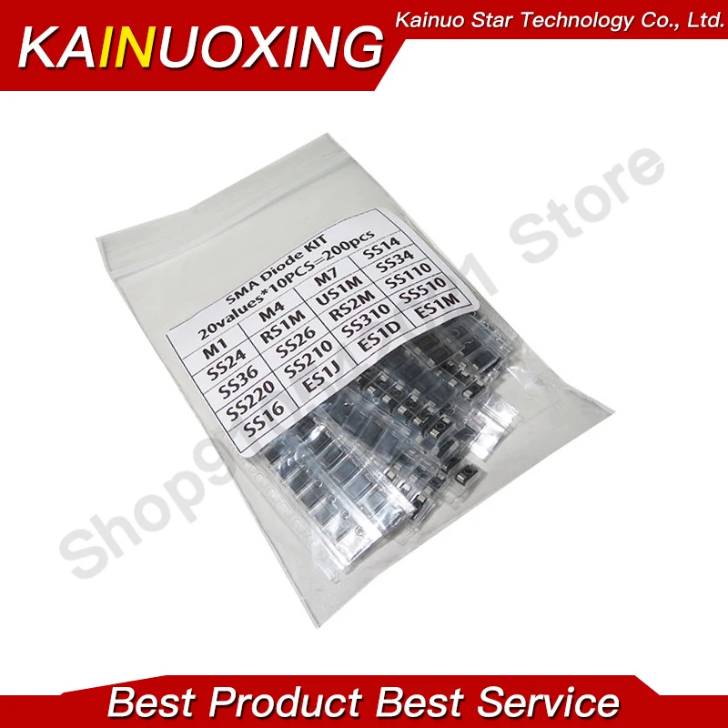 20value*10PCS=200PCS SMA diode Assorted Kit contains M7 M4 US1M SS110 SS220 SS210 SS310 SS510 SS16 SS26 SS34 SS36 ES1J ES1D