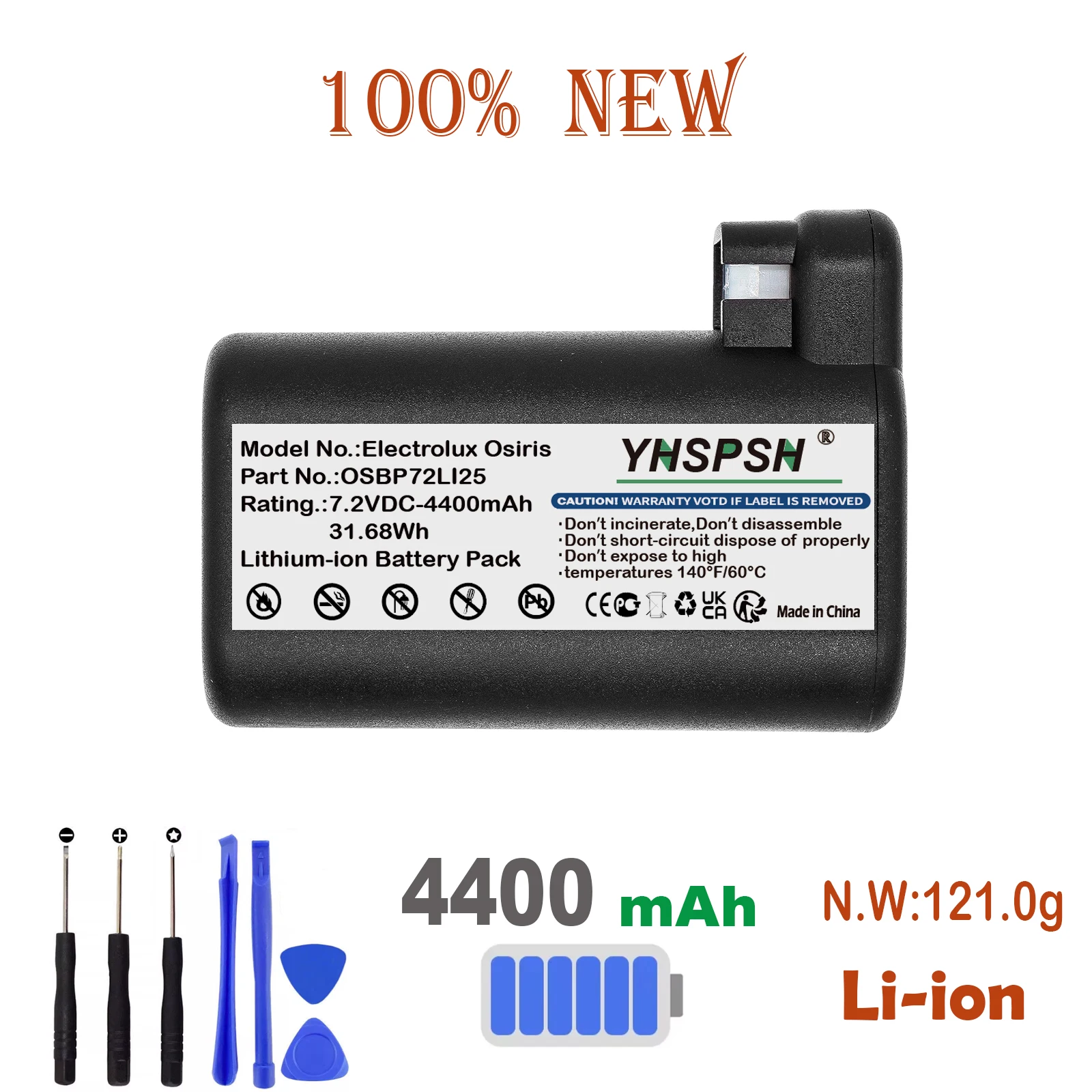 4400mAh Vacuum Battery For Electrolux:ERV7210TG,ERV7200DB,ERV5100IW,ERV5210TG,PI91-5SGM,PI92-4STN,OSBP72LI25,PI81-45WN,RX9-2-4ST