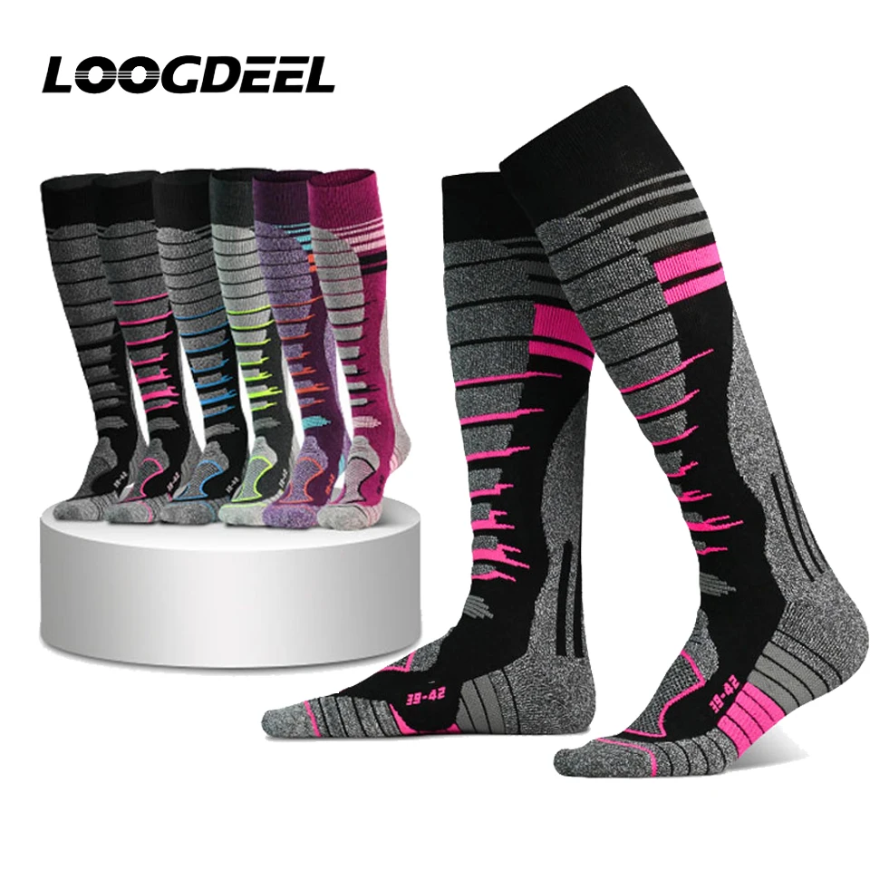 

LOOGDEEL Носки для холодной погоды для катания на сноуборде, снега, зимы, теплые носки до колена, охотничьи лыжные носки из мериносовой шерсти