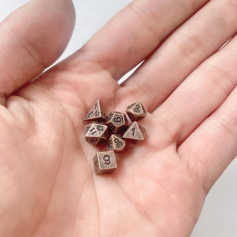 Portable Mini Polyhedral Dices Small Size Metal Multi-Sided Dices Role Playing Game Dices for Tabletop Player Easy Use