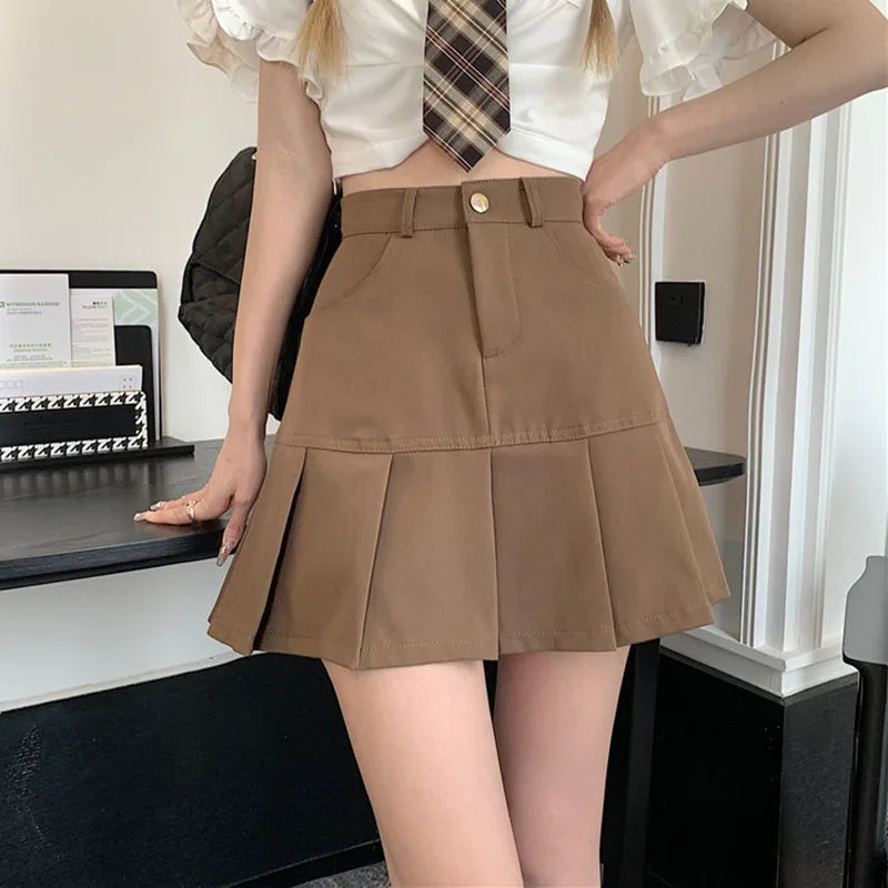 

Y2K Vintage Women Skirts Korean High Waist Patchwork Pleated Skirt Lady Harajuku Preppy Style Skirt School Girl Uniform