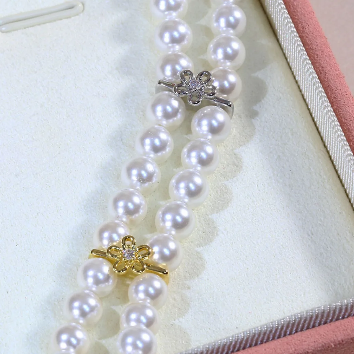 Flower Shape Double Row Zircon Spacer, Brass Gold Plated Findings for Handmade Necklace & Bracelet