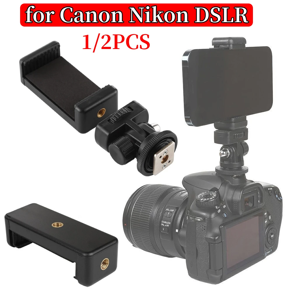 Support pour téléphone 360 °   Caméra rotative, support de téléphone, adaptateur de trépied Flexible pour Canon, Nikon, Sony, appareil photo DSLR