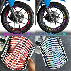 Laser Rainbow Motorcycle Rim Stickers Scooter Wheel Hub Stripe Tape Decal Accessories For Honda CLICK 125 125i CLICK150i 150