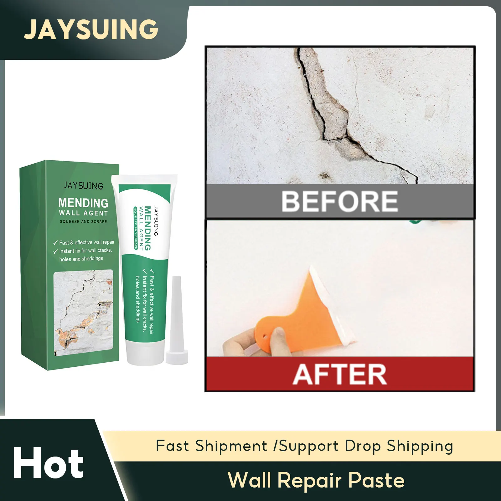 Wall Repair Paste Quick-Drying Sealant for Cracked Peeled Holes Paint Valid Mouldproof Wall Crack Anti-Mildew Wall Mending Agent