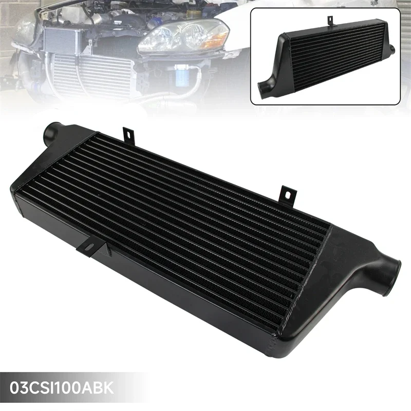 Tube & Fin Intercooler Front Mount For Toyota MARK II JZX110 1JZ-GTE 1JZGTE 2.5L Torbo Engine 2000-2004 450BHP Aluminum Black