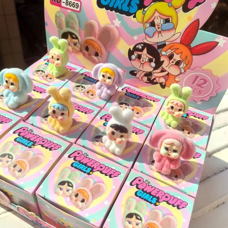 12pcs Cartoon Crybaby ×The Powerpuff Girls Resin Blind Box Accessories Desktop Kawaii Ornament Children'S Surprise Gifts