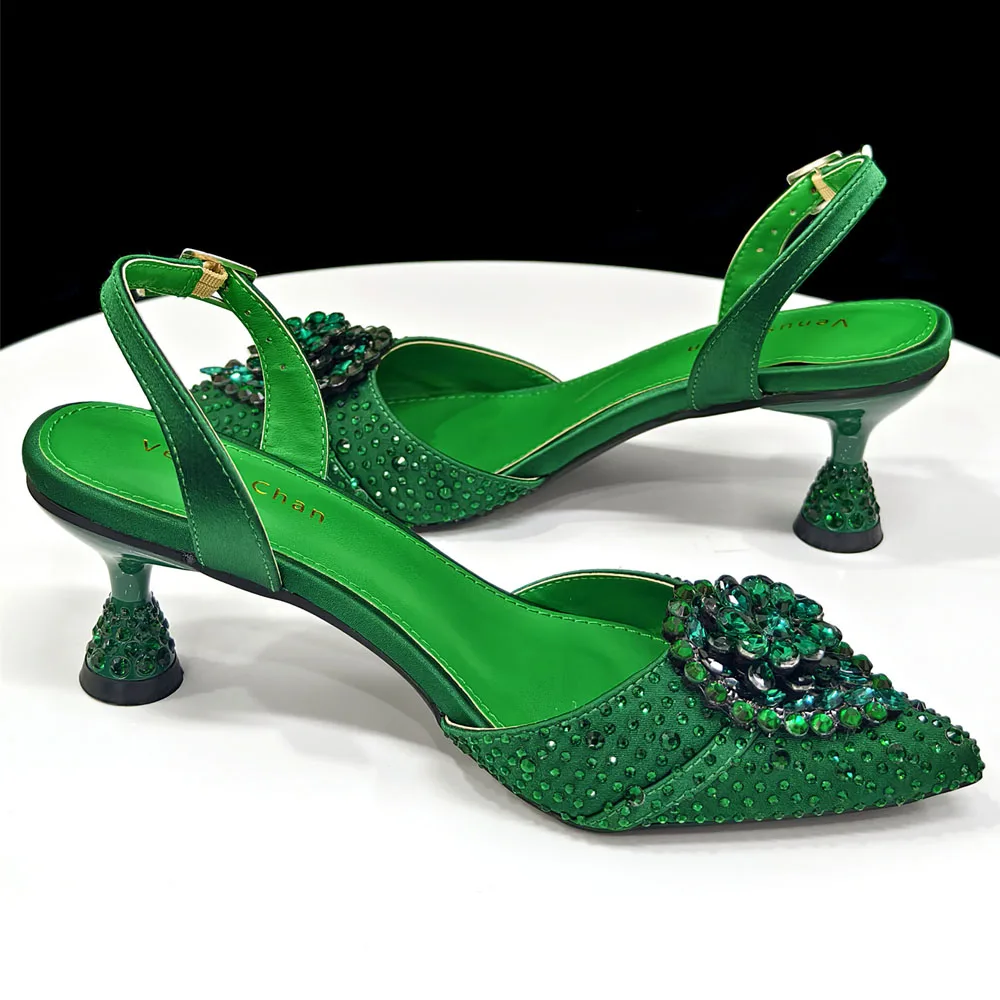 Venus Chan Blaue Strassbesetzte Bequeme High-Heel-Schuhe und Tasche im Modestil mit spitzer Zehenpartie für Damen oder als Pendler-Schuhe – Detail 19
