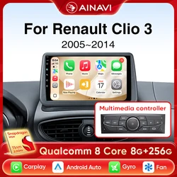 Ainavi Car Radio For Renault Clio 3 2005-2014 Wireless CarPlay Android Auto 4G Multimedia Player Navigation GPS 2din Autoradio