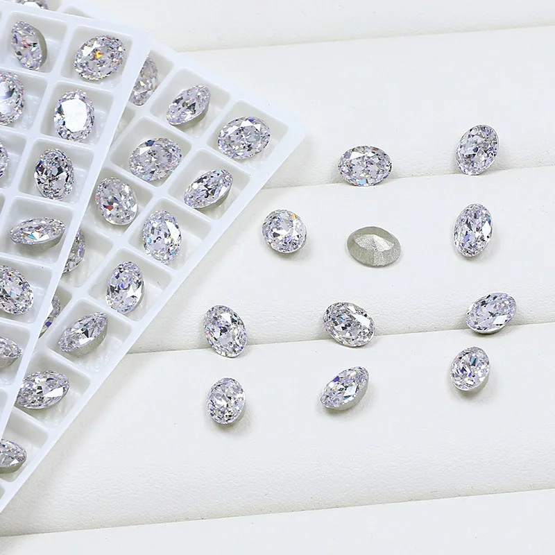 

Sparkling Zircon Oval Nail Diamonds | DIY Gorgeous Manicure Accessories | Eye-Catching Gem Decorations