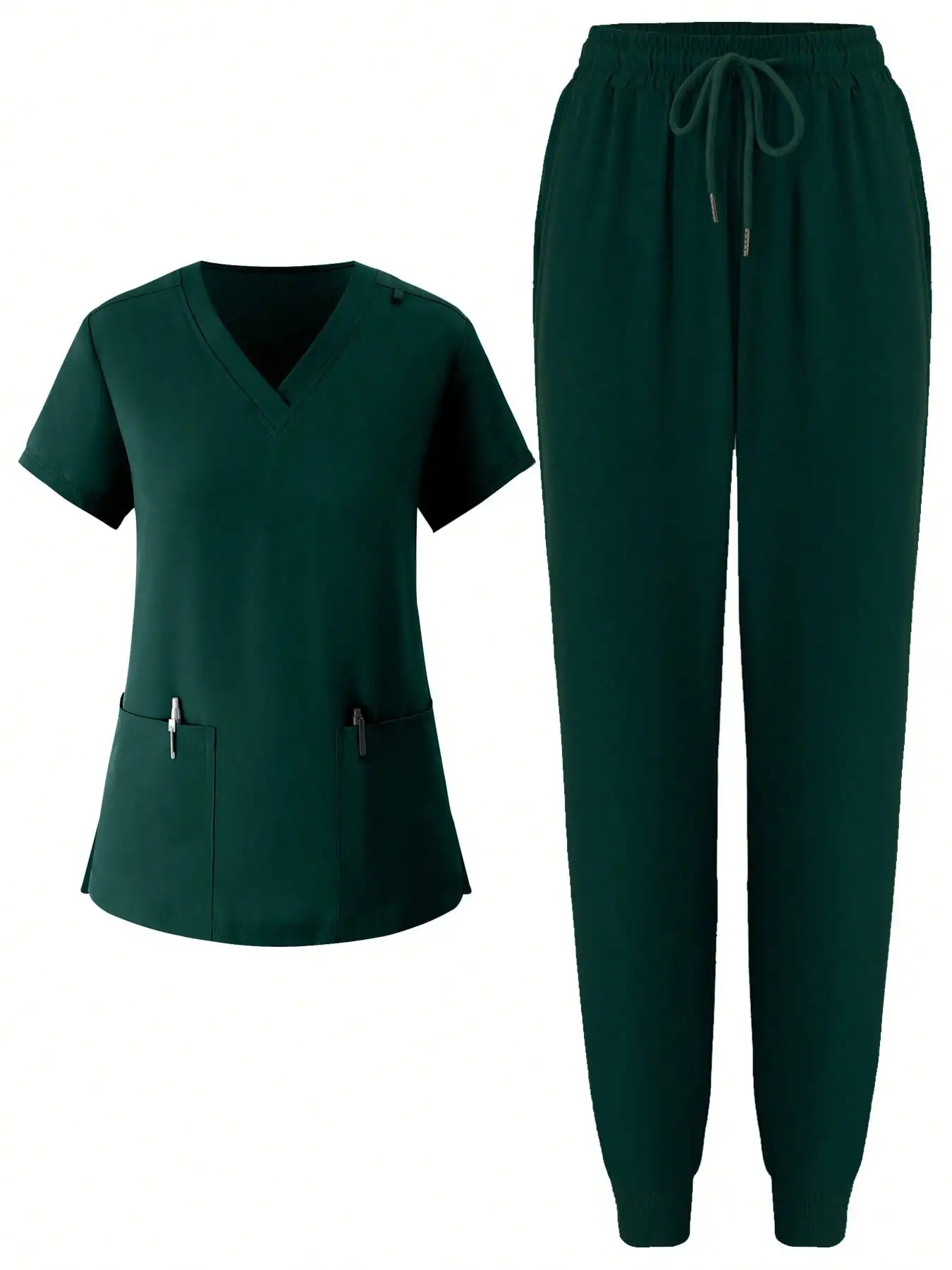 (Zestaw czteroczęściowy) Strój medyczny damski, elastyczny, sportowy, do biegania, matowy, oddychający, do pielęgniarstwa, odzież robocza, strój do prania.