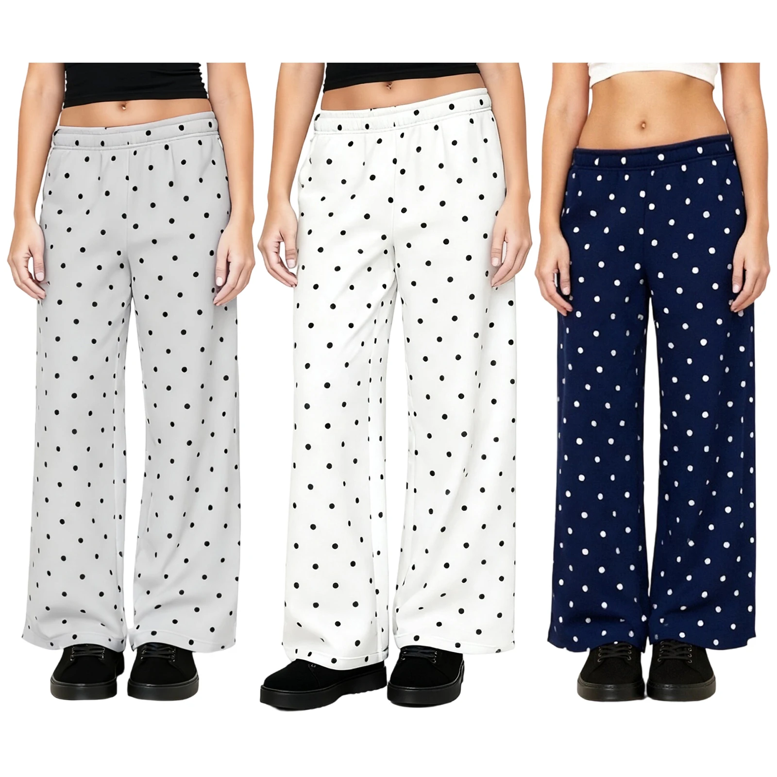 

Модные женские широкие спортивные брюки на весну 2026 года: сексуальные, эластичные, с низкой талией, в горошек, свободного кроя, для тренировок